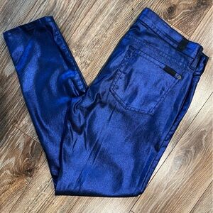 7 For All Mankind Women's Skinny Jeans in Shimmering Blue